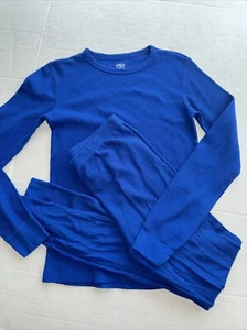 Athletic Boys Thermal Set Size XL 14-16 Color Blue 50% Cotton - Picture 1 of 8