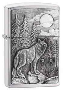 Zippo 20855, Timberwolves Design, Emblem, Brushed Chrome Finish Lighter - Picture 1 of 3