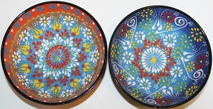 Set 2 ciotole in ceramica 6"x2 1/4" turche fatte a mano Iznik motivo floreale - Foto 1 di 3