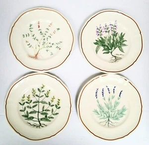 Set 4 Longchamp France Herb Dessert Salad Plates 6.5" Grannycore 1970 Tea Dishes - Picture 1 of 9