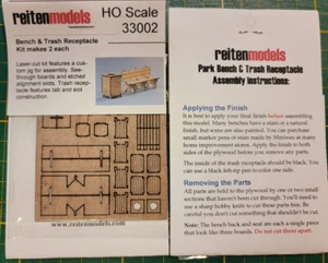 HO Scale REITENMODELS 33002 Bench & Trash Receptacle   Laser Cut kit   (2 sets) - Picture 1 of 2