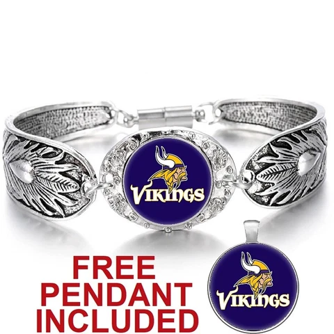 Minnesota Vikings Women's Sterling Silver Bracelet Football Gift w GiftPkg D3 Cover