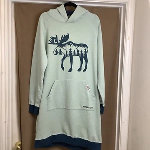 LAZY ONE Women’s Sleep Long Hoodie S/M Mountain Made Cabin Moose Minnesota - Picture 1 of 6