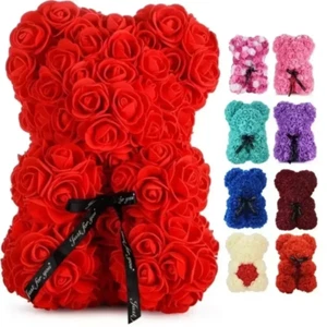Valentine Artificial Rose Teddy Bear Gift for Birthday Anniversary Decor UK - Picture 1 of 25