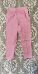 Vintage Basic Editions Juniors 13/14 Pink White Plaid High Waisted Pants Pinup - Picture 1 of 3