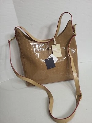 ARCADIA Italian Patent Leather Satchel Shoulder, Cross Body Handbag - Beige NWT  - Image 1 of 4
