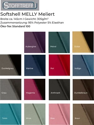 Softshell MELLY Melange mit Elasthan , wasserabweisend, 0,5 m, Stoffe Meterware - Bild 1 von 4