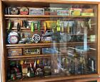 VINTAGE FISHING TACKLE COLLECTION IN OAK DISPLAY CABINET