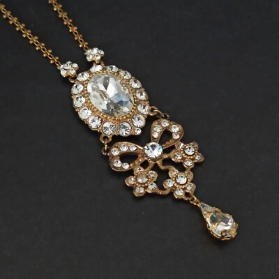 Collar Michal Negrin Renacimiento Victoriano Cristales Reales Colgante Cóctel Pajarita Foto 1 de 4