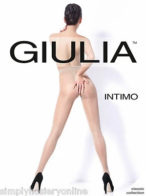 Giulia Intimo 20 Denier Open Gusset Crotchless Tights Slight Sheen to size XL