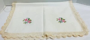 Vintage ~ handbestickter Kommode Schal * 28" x 19,5" * 24253G S177 - Bild 1 von 4