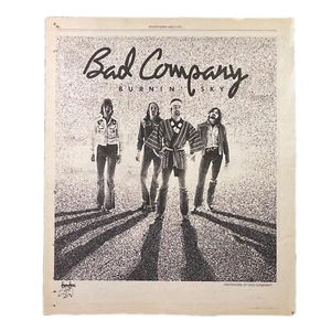 Anuncio impreso Bad Company Burnin Sky Rolling Stone 1977 vintage música rock Mag 11x14 - Imagen 1 de 2