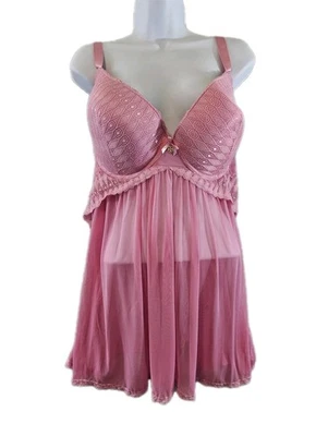 Lencería Babydoll Daisy Fuentes para mujer 2XL Plus encaje malla transparente camisón lazo Foto 1 de 4