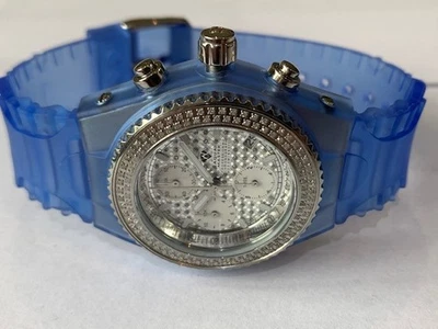 1.0CTW REAL DIAMOND BLUE JELLY AQUA MASTER WATCH W#13 NEW & BOXED - Image 1 of 4