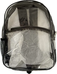 Clear PVC Backpack One Size -Main Compartment, Front Pouch, Side Pouch - Picture 1 of 5
