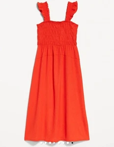 NWT Fit & Flare Lightweight Smocked Midi Dress Size XXL In Darling Clementine - Picture 1 of 9