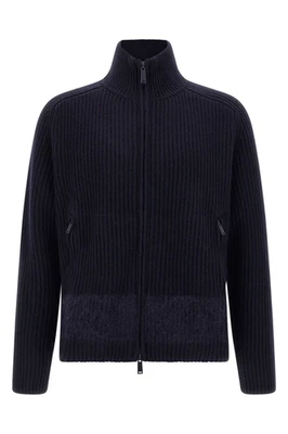 DSQUARED2 Carded Blue Knit Wool Insert Turtleneck Cardigan New & Authentic - Image 1 of 4