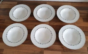 Royal Worcester Silver Chantilly Rimmed Bowls Soup Bowl, Cereal x 6 - Picture 1 of 5