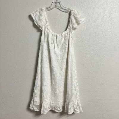 Coquette Lace Babydoll Milkmaid Dress Size XL Cottagecore Ivory Fairy Romantic - Image 1 of 4