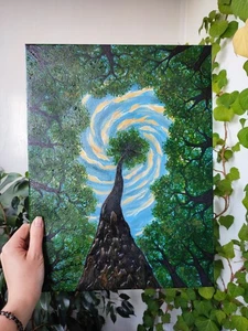 Handmade Original Acrylic Painting SACRED FOREST Mystical Transcendental Art - Picture 1 of 19