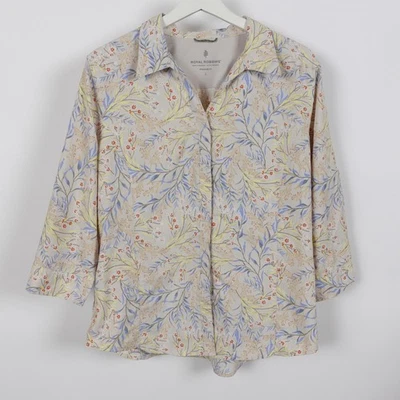 Royal Robbin's Women's Travel Floral Snap Button Polyester Sun shirt Size Large - Image 1 of 4