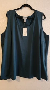 Catherine’s 3X 26/28 Forest Green Poly Knit Shell Tank Top NWT - Picture 1 of 5
