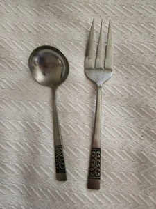 Vintage Rogers Edelstahl Casa Vista Schöpfkelle und Serviergabel Made in Korea 60er-70er - Bild 1 von 8
