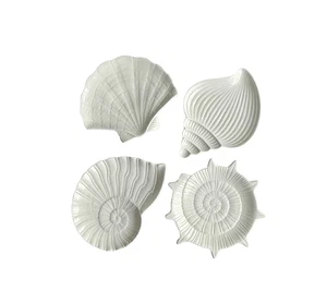 4er Set weiße Muscheln Maritim Strand Salat Vorspeise Servierplatten - Bild 1 von 14