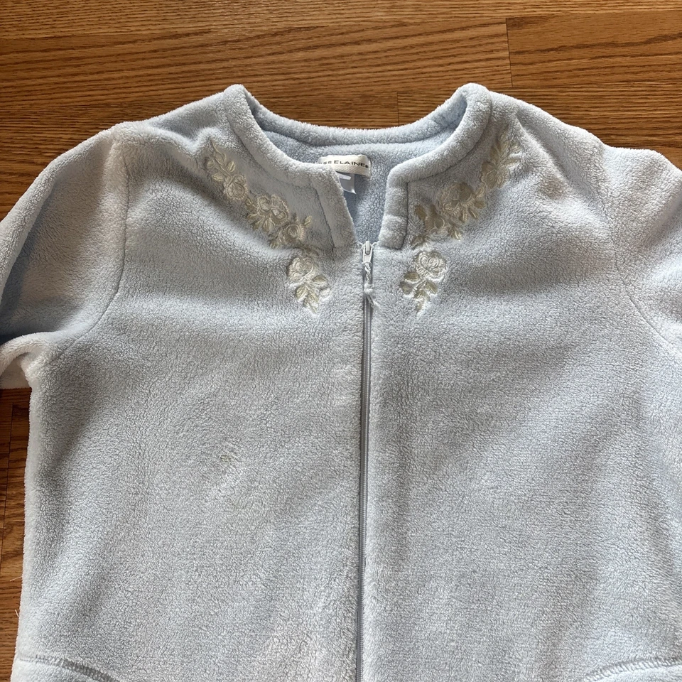 Miss Elaine Light Blue Long Sleeved Soft Full Zip Up Robe Sz Med - Image 1 of 4