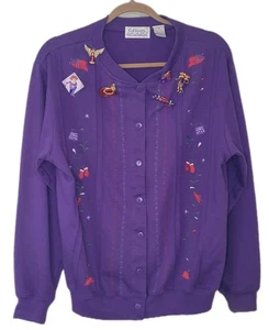 Lote de 6 prendedores Red Hat Society con cárdigan morado mediano abotonado bordado  - Imagen 1 de 9