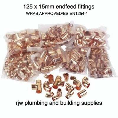 125 X 15MM COPPER END FEED MIXED FITTINGS PACK JOB LOT PLUMBING/DIY/COPPER PIPE