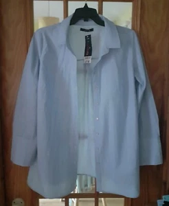 George Maternity Blue/White Striped 100% Cotton Long Sleeved Blouse Size 14 BNWT - Picture 1 of 9
