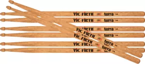 PACK DE 4 paires de baguettes VIC FIRTH AMERICAN CLASSIC HICKORY 5A TERRA - Foto 1 di 5