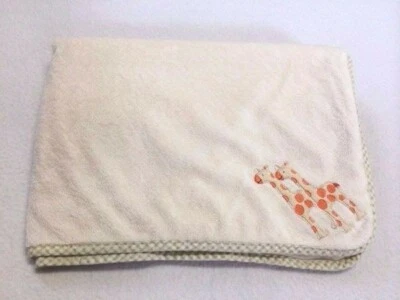 Cocalo Two Giraffe Cream Green Gingham Binding Baby Blanket Soft - Image 1 of 4