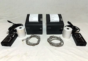 2 Epson M244A TM-T88V USB POS Thermal Receipt Printers Auto Cut, cables + Paper - Picture 1 of 6