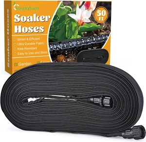 Soaker Hose 50 FT - Flat Garden Soaker Hose Irrigation Sprinkler, save 80% Wate - Picture 1 of 12