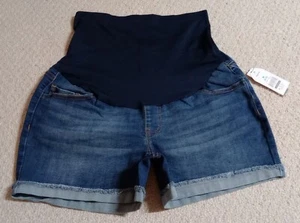 New With Tags Time And Tru Womens Medium Blue Denim Jean Maternity Shorts23 - Picture 1 of 12