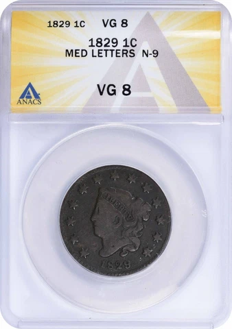 1829 Large Cent Med Letters N-9 VG08 ANACS Cover