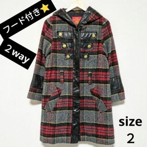 Vivienne Westwood Hooded Tartan Check Pattern Long Coat Women's #EC BZA - Picture 1 of 9