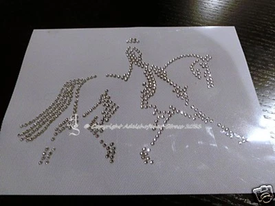 Hotfix Strass Bügelbild Pferd starker Trab gespiegelt klein nach rechts  110905 - Bild 1 von 2