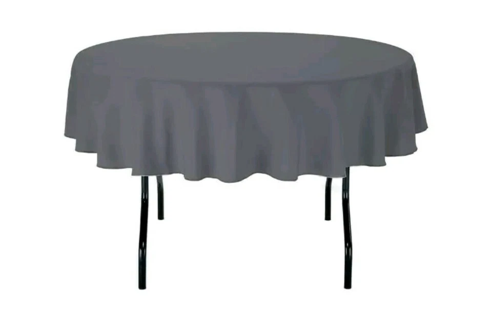 Round Tablecloth 90in Color Charcoal Stain & Wrinkle Resistant Gee Di Moda  - Image 1 of 4