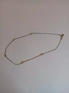 Vintage AVON Signed 5 Gold Oval Stationed Beaded Chain Necklace 15" - Picture 1 of 3