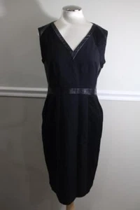 PORTS 1961 Women's Black Leather Trim Sheath Dress Size 10 (DR300 - Picture 1 of 1