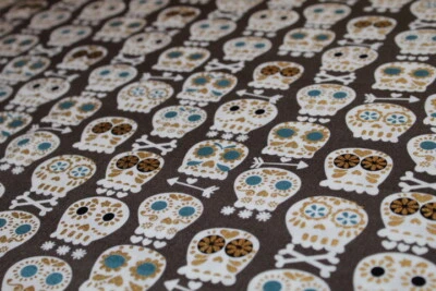 Dios de Los Muertos Fabric FAT QUARTER 18" x 21" Cotton SUGAR SKULLS Mexico FUN - Image 1 of 4