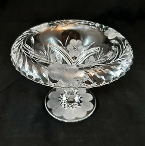 Antique ABP American Brilliant Cut Rolled Rim Footed Compote/Vase Flowers  - Picture 1 of 12