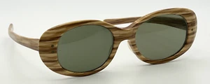 Tiki Hawaiian Vtg 60s NOS Faux-Wood SRO Round Wooden Sunglasses Styl-Rite #478 - Picture 1 of 7