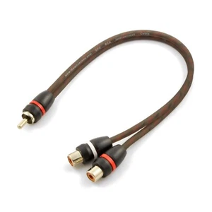 1 Male to 2 Female OFC Twisted Pair RCA Y-Adapter Cable Car or Home - Picture 1 of 2