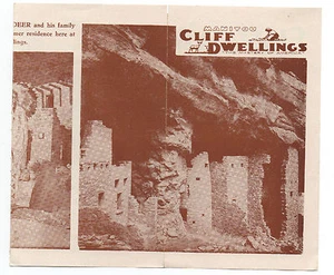 Folleto publicitario de la década de 1930 para Manitou Cliff Dwellings Colorado - Imagen 1 de 2