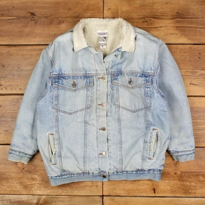 Chaqueta de Trabajo Vintage Mandarina L Denim Trucker Sherpa Azul Mujer Foto 1 de 4