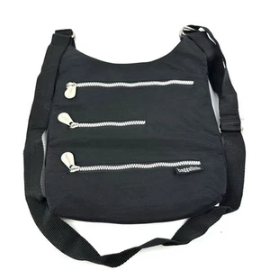 Baggallini Everywhere Crossbody Bag Black Nylon Triple Zip Handbag Travel NEW - Picture 1 of 10